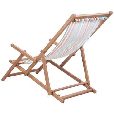 Sdraio da Spiaggia Pieghevole Telaio Legno Tessuto Multicolore - Foto 10