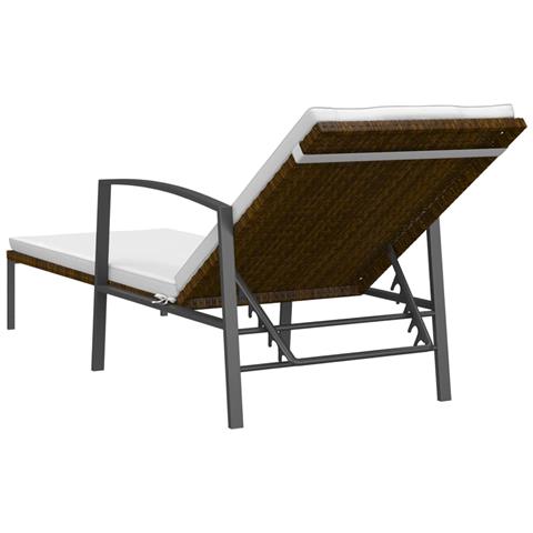 Lettino Prendisole da Giardino con Cuscino Polyrattan Marrone - Foto 8
