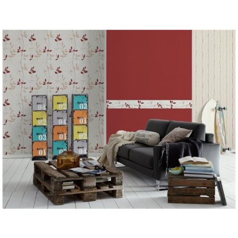 249739 - Carta Da Parati A Fantasia, Collezione Avenzio 4, Colore: Crema / rosso / beige - Foto 2
