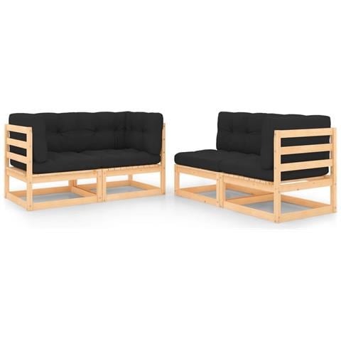 Set Divani da Giardino 4 pz con Cuscini Legno Massello di Pino - Foto 1