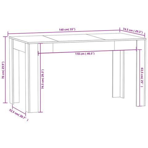 Tavolo Da Pranzo Rovere Fumo 140x74,5x76 Cm Legno Multistrato - Foto 6
