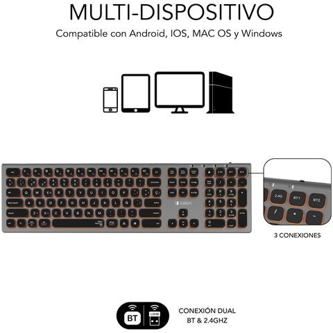 Tastiera Wireless 8436586742669 (Layout Spagnolo) Colore Nero. Grigio - Foto 2