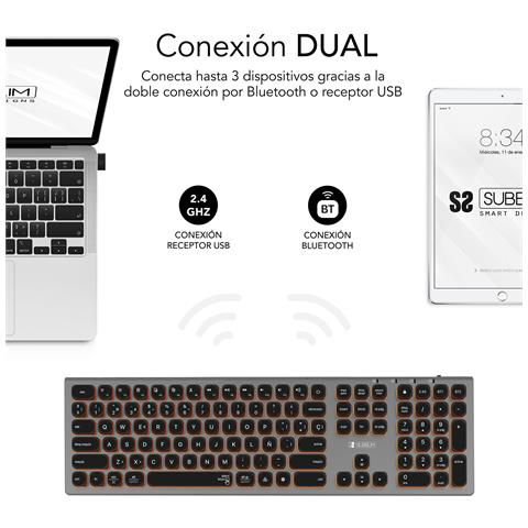Tastiera Wireless 8436586742669 (Layout Spagnolo) Colore Nero. Grigio - Foto 9