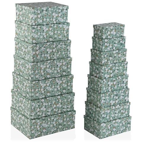 Set Di Scatole Per Sistemare Impilabili Fiori Cartone 15 Pezzi 35 X 16,5 X 43 Cm - Foto 1