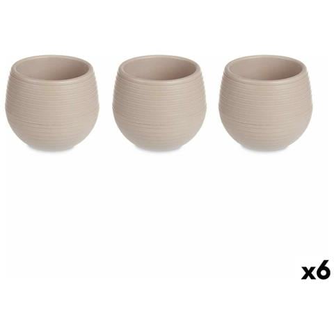 Set Di Vasi Taupé Plastica 12 X 12 X 11 Cm (6 Unità) - Foto 1
