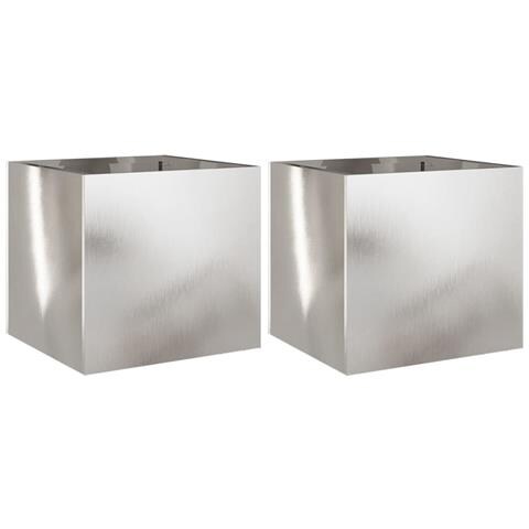 Fioriere 2 pz Argento 32x30x29 cm in Acciaio Inox - Foto 1