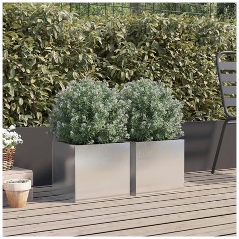 Fioriere 2 pz Argento 32x30x29 cm in Acciaio Inox - Foto 2