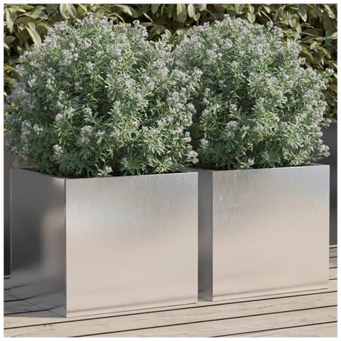 Fioriere 2 pz Argento 32x30x29 cm in Acciaio Inox - Foto 10