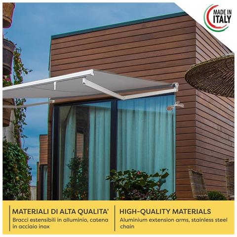 Tenda Da Sole Angerer, Design Style, Verde, Dimensioni 150x350x225 Cm, Montaggio Senza Viti, Regolabile In Altezza