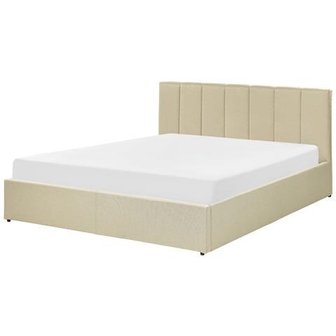 Letto Contenitore Tessuto Dreux 160 X 200 Cm Beige - Foto 8