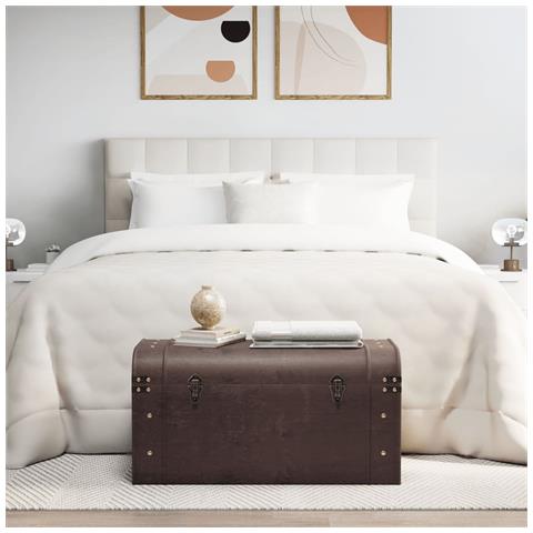 Scrigno Tesoro Chiusure Marrone Scuro 79,5x39,5x39,5 Compensato - Foto 3