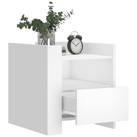 Comodino Bianco 45x50x50 Cm In Truciolato - Foto 3