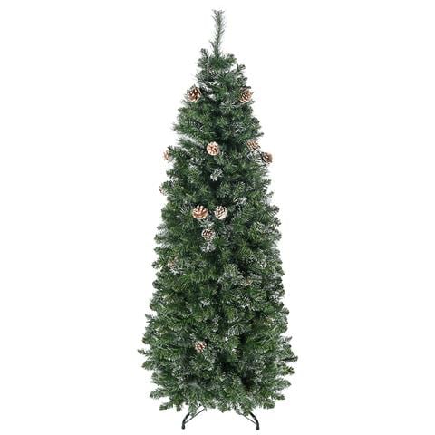 Albero Di Natale Artificiale Da 180cm Con Pigne, 618 Rami E Base In Metallo, Verde - Foto 1