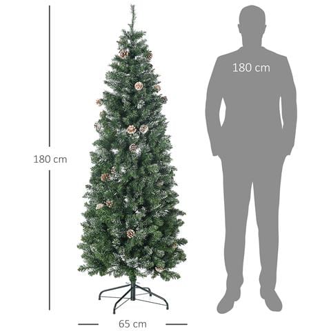 Albero Di Natale Artificiale Da 180cm Con Pigne, 618 Rami E Base In Metallo, Verde - Foto 2