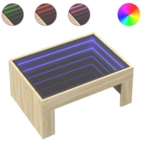 Tavolino Da Salotto Con Led Infinity Rovere Sonoma 70x50x30 Cm - Foto 2