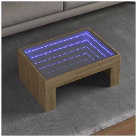 Tavolino Da Salotto Con Led Infinity Rovere Sonoma 70x50x30 Cm - Foto 1