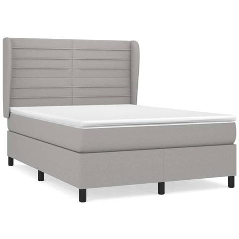 Giroletto A Molle Con Materasso Grigio Chiaro 140x200cm Tessuto - Foto 1