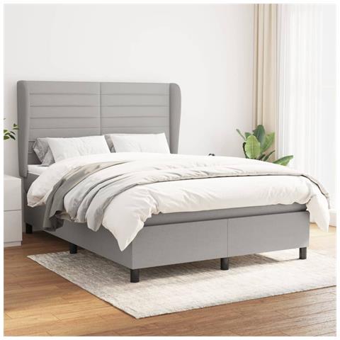 Giroletto A Molle Con Materasso Grigio Chiaro 140x200cm Tessuto - Foto 7