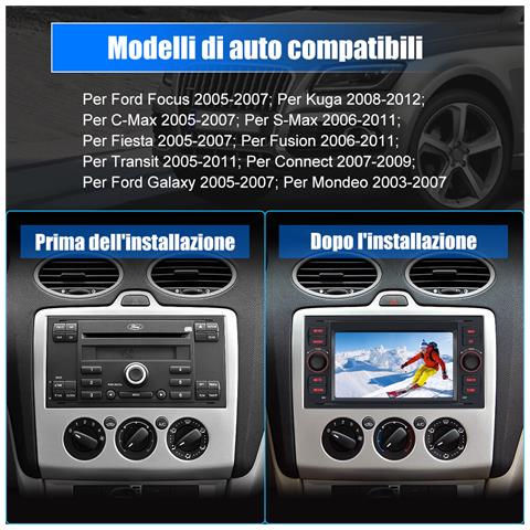 7 Pollici Autoradio 2 Din Per Ford Focus Fiesta Kuga C /s-max Fusion Transit Galaxy Mondeo (2005-2007) Car Radio Con Carplay Android Auto Android 2g+32gb - Foto 7