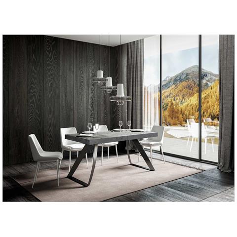 Tavolo Allungabile 90x160/264 Cm Proxy Premium Cemento Telaio Antracite - Foto 4