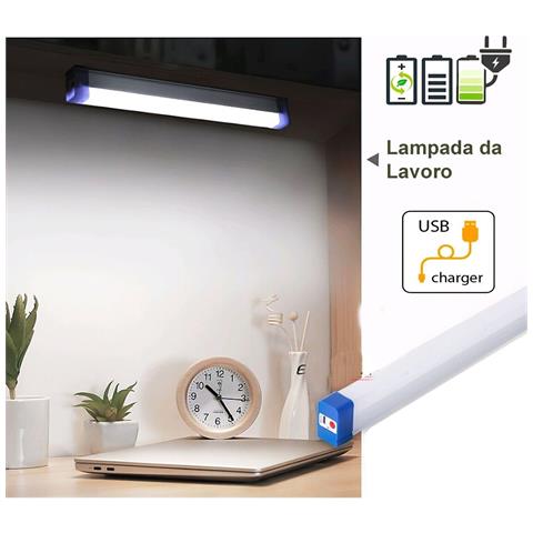 Lampada Emergenza Led 17cm Magnete Ricaricabile Usb Torcia Lavoro Portatile - Foto 1