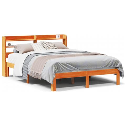 Letto Senza Materasso Marrone Cera 120x190 Cm In Legno Di Pino - Foto 2