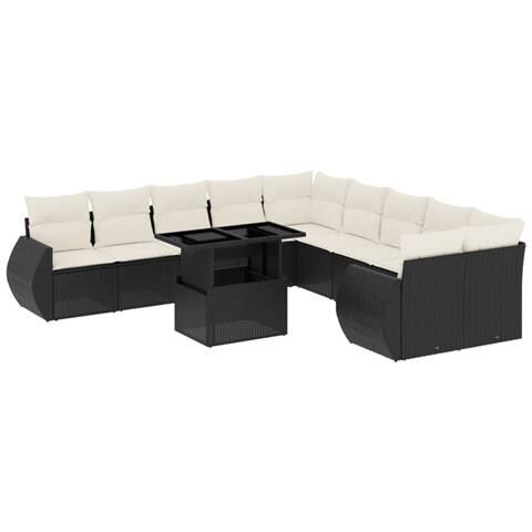 Set Divani Da Giardino 11 Pz Con Cuscini In Polyrattan Nero - Foto 2