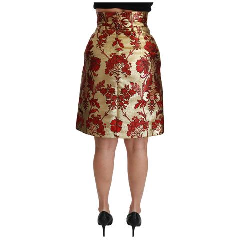 Minigonna A Vita Alta In Jacquard Floreale Dorato - It40-s - Foto 5