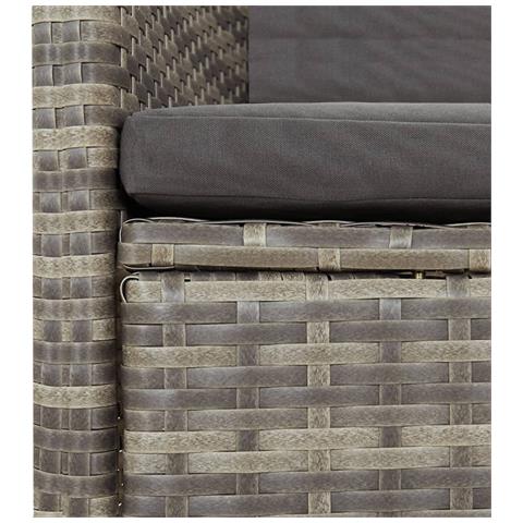 Set da Pranzo da Giardino 11pz con Cuscini in Polyrattan Grigio - Foto 10