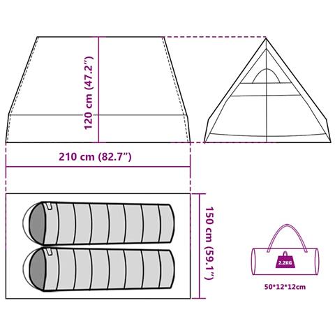 Tenda Campeggio Telaio A 2Persone Bianca Oscurante Impermeabile - Foto 10