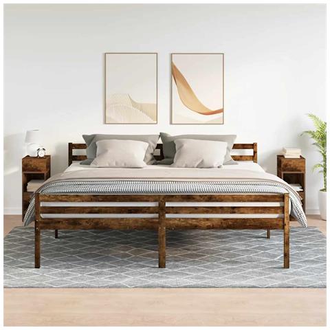 Comodini 2 Pz Con Cassetto Rovere Fumo 25x31x66 Cm - Foto 3