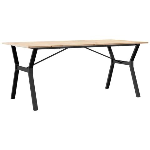 Tavolo Da Pranzo Telaio A Y 180x90x75 Cm Legno Pino E Acciaio - Foto 2
