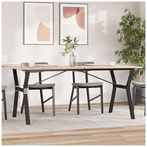 Tavolo Da Pranzo Telaio A Y 180x90x75 Cm Legno Pino E Acciaio - Foto 1