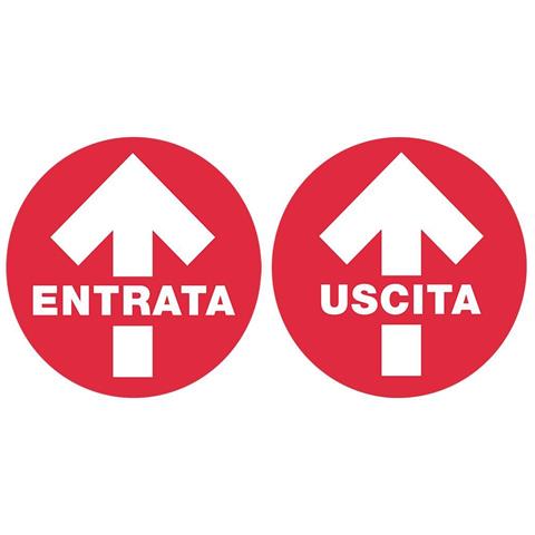 Conf. 2 Bolli Adesivi ''entrata-uscita'' Diametro 40 Cm Rossi - Foto 1