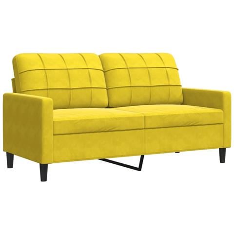Divano A 2 Posti Giallo 140 Cm In Velluto - Foto 2