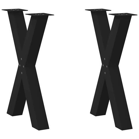 Gambe Tavolo Pranzo A Forma X 2 Pz Nero 60x(72-73) Cm Acciaio - Foto 1