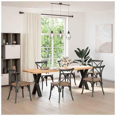 Gambe Tavolo Pranzo A Forma X 2 Pz Nero 60x(72-73) Cm Acciaio - Foto 2