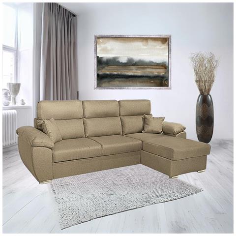 Divano Como Ii Con Penisola Contenitore In Tessuto Giulia9703 Cappuccino - Foto 1