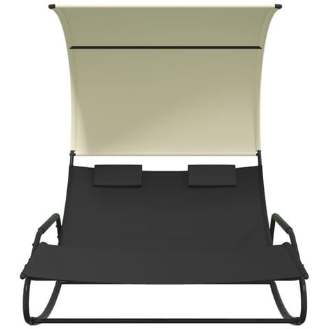 Lusso Casadino - Lettino Prendisole Doppio A Dondolo E Baldacchino Nero E Crema - Foto 2