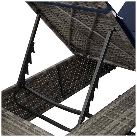 Lettino da sole doppio Set di 2 Grigio e blu navy Rattan Grande - Foto 9