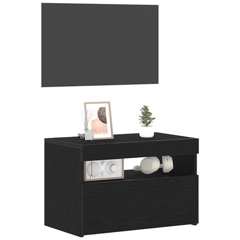 Mobile TV con luci LED 2 pezzi, Rovere Nero 60x35x40 cm, Legno ingegnerizzato - Foto 2