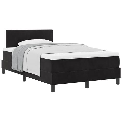 Letto a Molle con Materasso Nero 120x200 cm Velluto - Foto 1