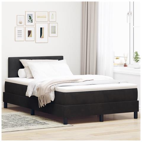 Letto a Molle con Materasso Nero 120x200 cm Velluto - Foto 2