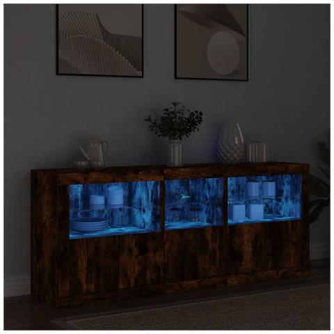 Credenza con Luci LED Rovere Fumo 162x37x67 cm - Foto 2
