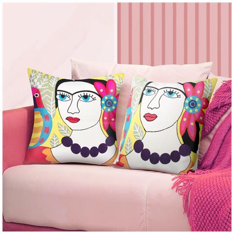 Set Di 2 Copricuscini 45x45 Cm Con Ricamo Artistico Saphira - Foto 5