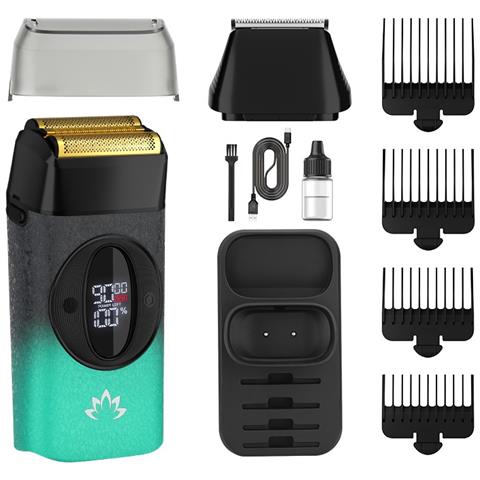 Rasoio A Lamina 2-in-1 Per Uomo E Tagliacapelli Con Velocità Regolabile E Display Digitale Green - Foto 1