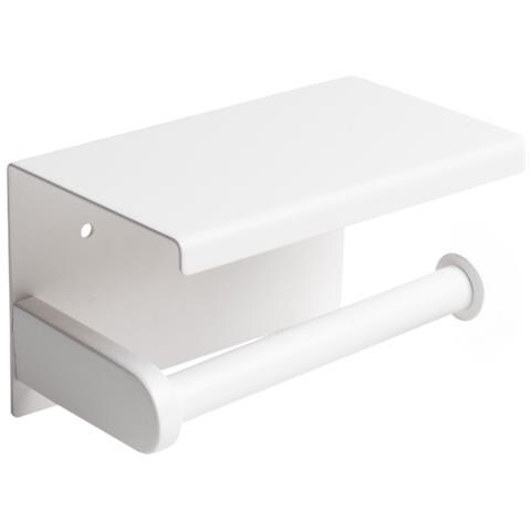 Porta Carta Igienica Da Parete Per Bagno Mensola Acciaio Inossidabile Bianco Appendiabiti - Foto 1