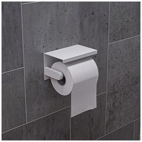 Porta Carta Igienica Da Parete Per Bagno Mensola Acciaio Inossidabile Bianco Appendiabiti - Foto 5