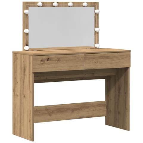 Tavolo da trucco con LED Rovere Artigianale 100x40x120 cm - Foto 1