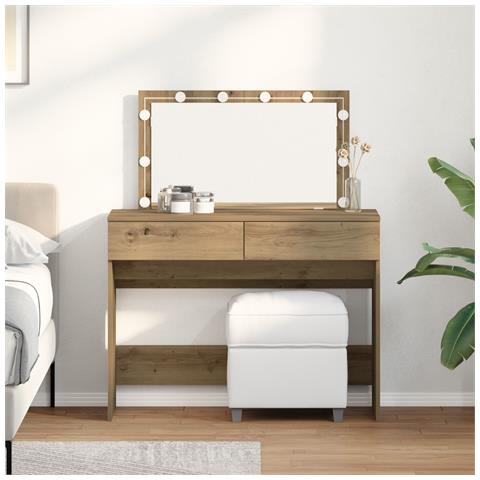 Tavolo da trucco con LED Rovere Artigianale 100x40x120 cm - Foto 2